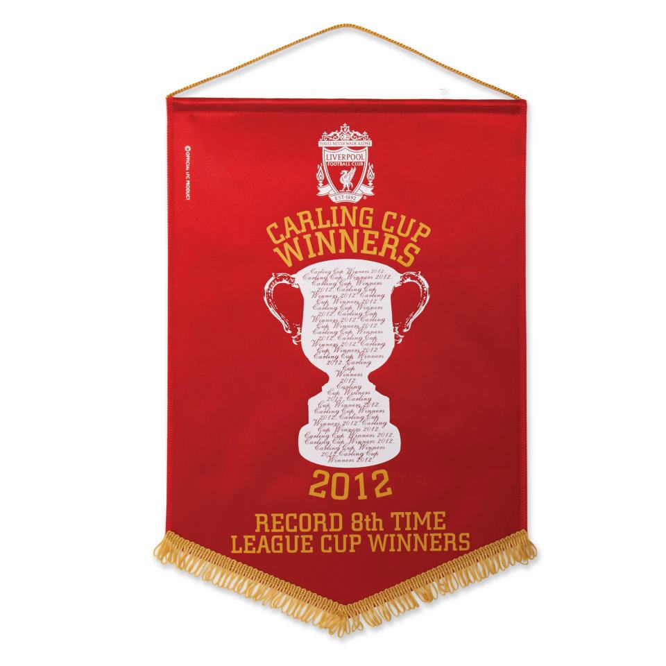 ธงติดกระจก ฟุตบอล สโมสรลิเวอร์พูล - แชมป์ คาร์ลิ่ง คัพ 2012 ใหม่ / LIVERPOOL Football Club Pennant - CARLING CUP WINNERS 2012 NEW