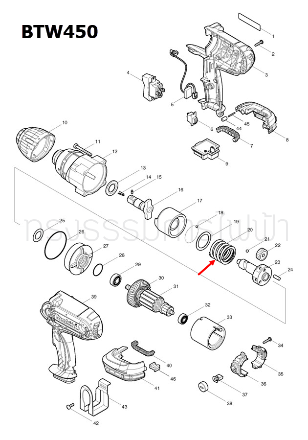COMPRESSION SPRING 33 บล๊อกไร้สาย Makita มากีต้า BTW450 [#20] Pn.233477-6 (แท้) ##