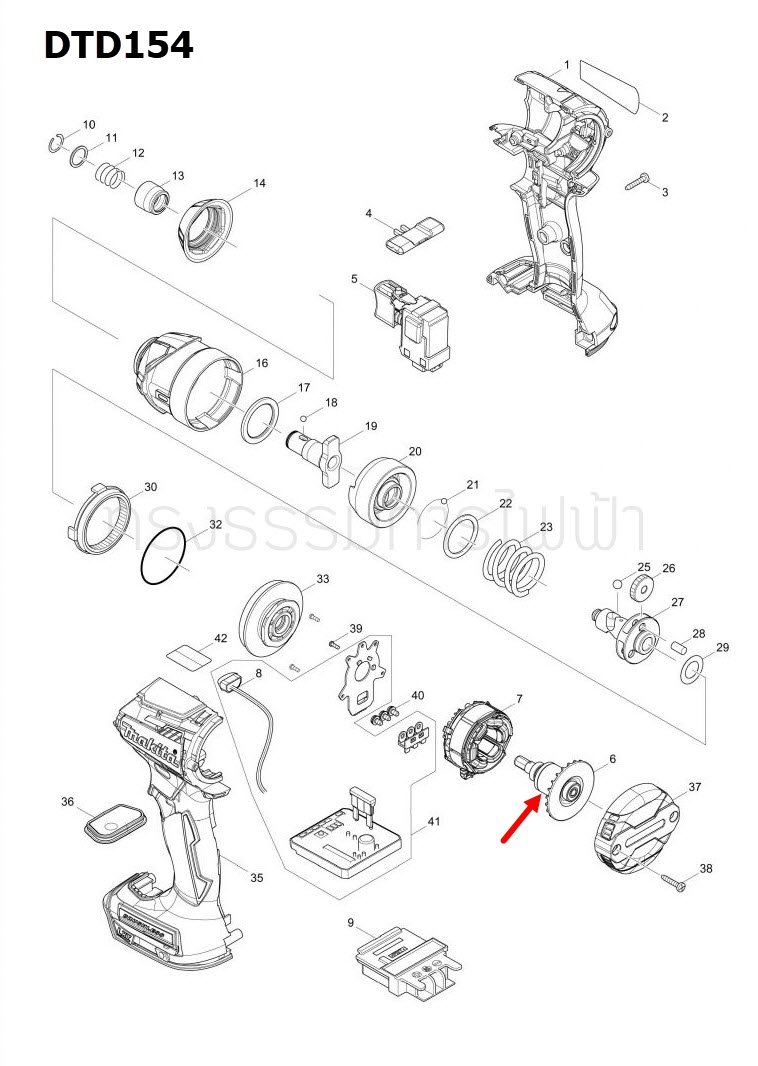 ทุ่น สว่านไขควงกระแทกไร้สาย Makita มากีต้า DTD154 Pn.619408-3 (แท้) ##