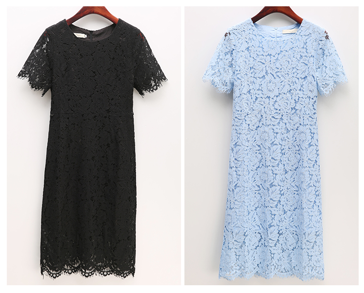 พร้อมส่ง ชุดเดรส สีฟ้า ลูกไม้อย่างดีทั้งตัว ซับในทั้งตัว กระโปรงคลุมเข่า เข้ารูปสวย ผ้ายืดได้เล็กน้อย ใส่สบาย เนื้อผ้าผสม Spandex (ซิปหลัง) ** เหลือเฉพาะไซส์ L **