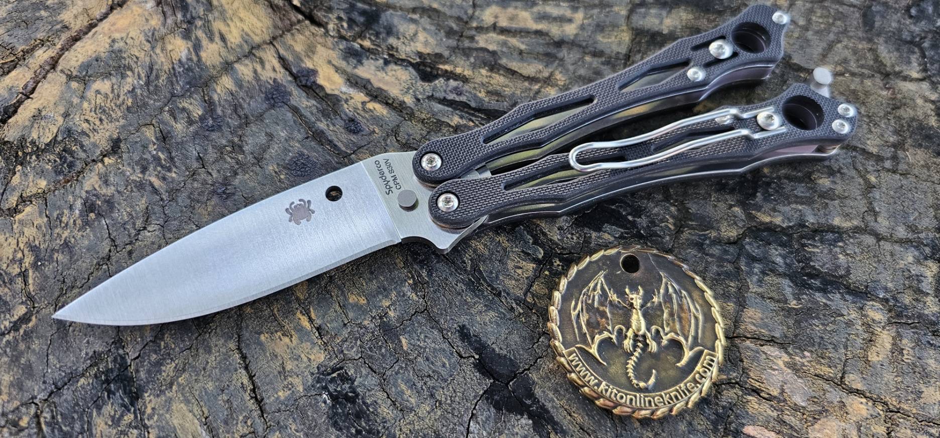 Spyderco SmallFly 2 Balisong Butterfly Knife Black G-10 (3.4" Satin) B02GP2