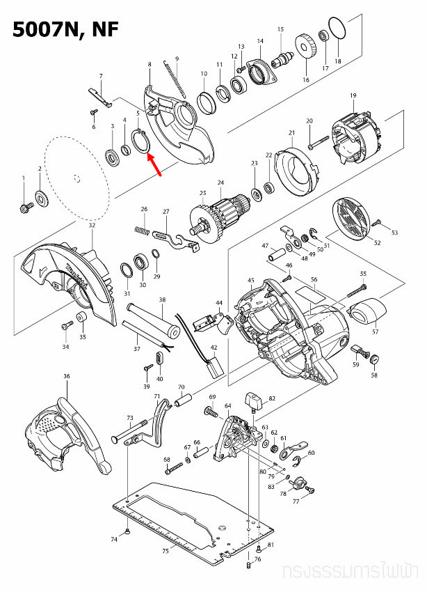 RETAINING RING S-42 เลื่อยวงเดือน มากีต้า-Makita 5007N, 5007NF [#5] Pn.961201-4 (แท้) ##