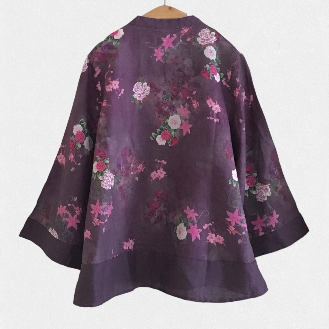 เสื้อผ้าลินินคอจีนแต่งกระดุมเฉียง