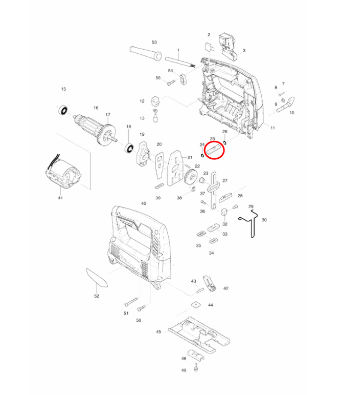 เหล็กประคอง แกนชักบน-ล่าง Makita มากีต้า, Maktec มาคเทค 4323 , 4324 , 4327, 4329, MT431, M4301, M4301B Pn.313082-6 (แท้) #A13(*)