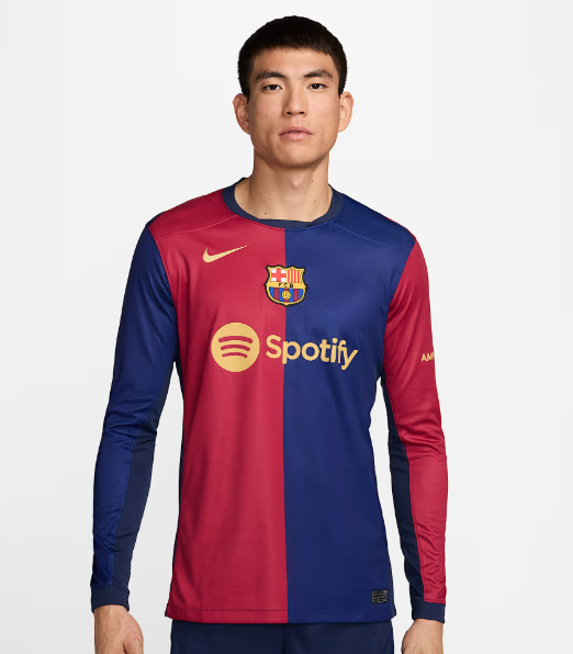 เสื้อบาร์เซโลน่า 2024 2025 ทีมเหย้ารุ่นสเตเดี้ยมแขนยาวของแท้