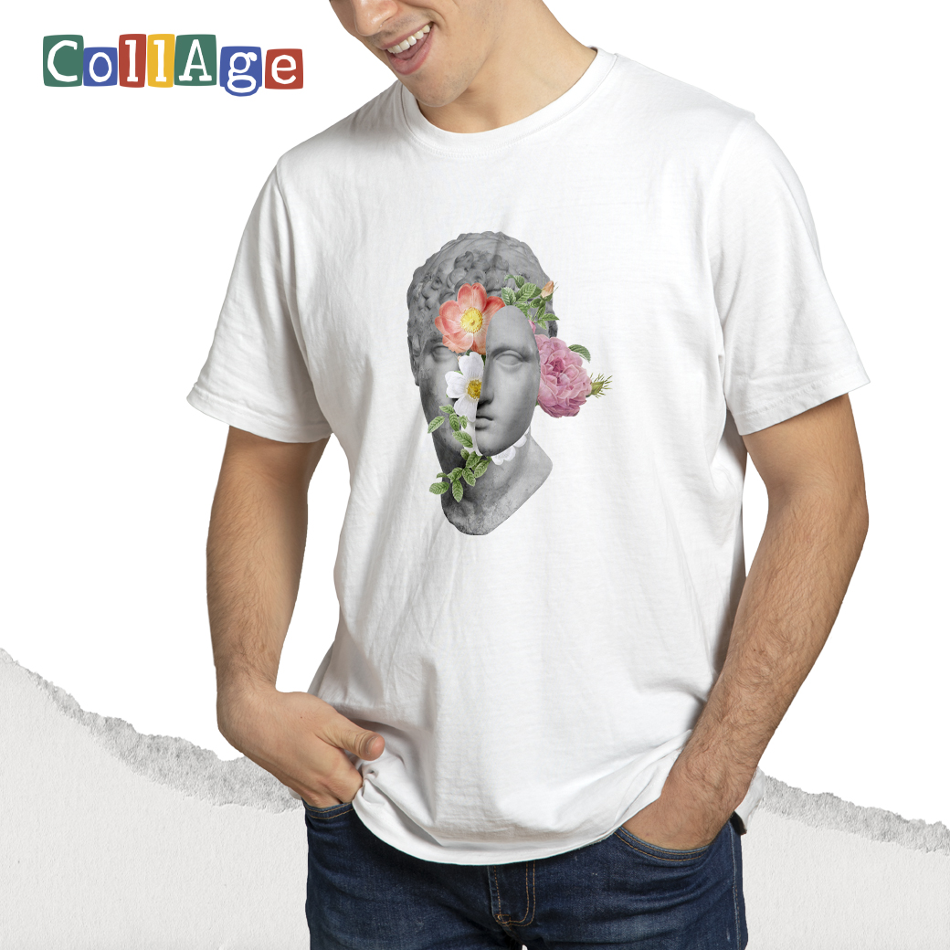 เสื้อยืดพิมพ์ลาย Collage Derek II รหัส CEA00449 สีขาว #เสื้อยืด #Collage