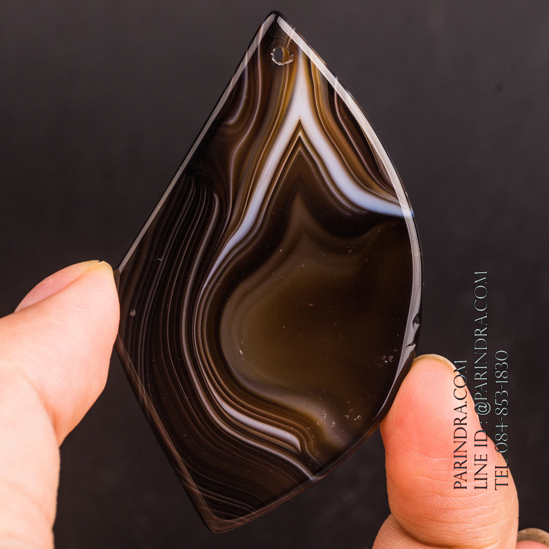 หินอาเกต AGATE ลวดลายสีน้ำตาลดำ AGT007