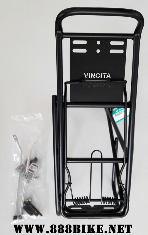 Vincita ตะแกรงหลังจักรยาน TOUR DISC สำหรับรถดิสเบรค สีดำ (C025) - สำหรับล้อ 26 นิ้ว ตะแกรงท้าย รับน้ำหนักได้ถึง 25 KG สำหรับล้อ 24-28 นิ้ว