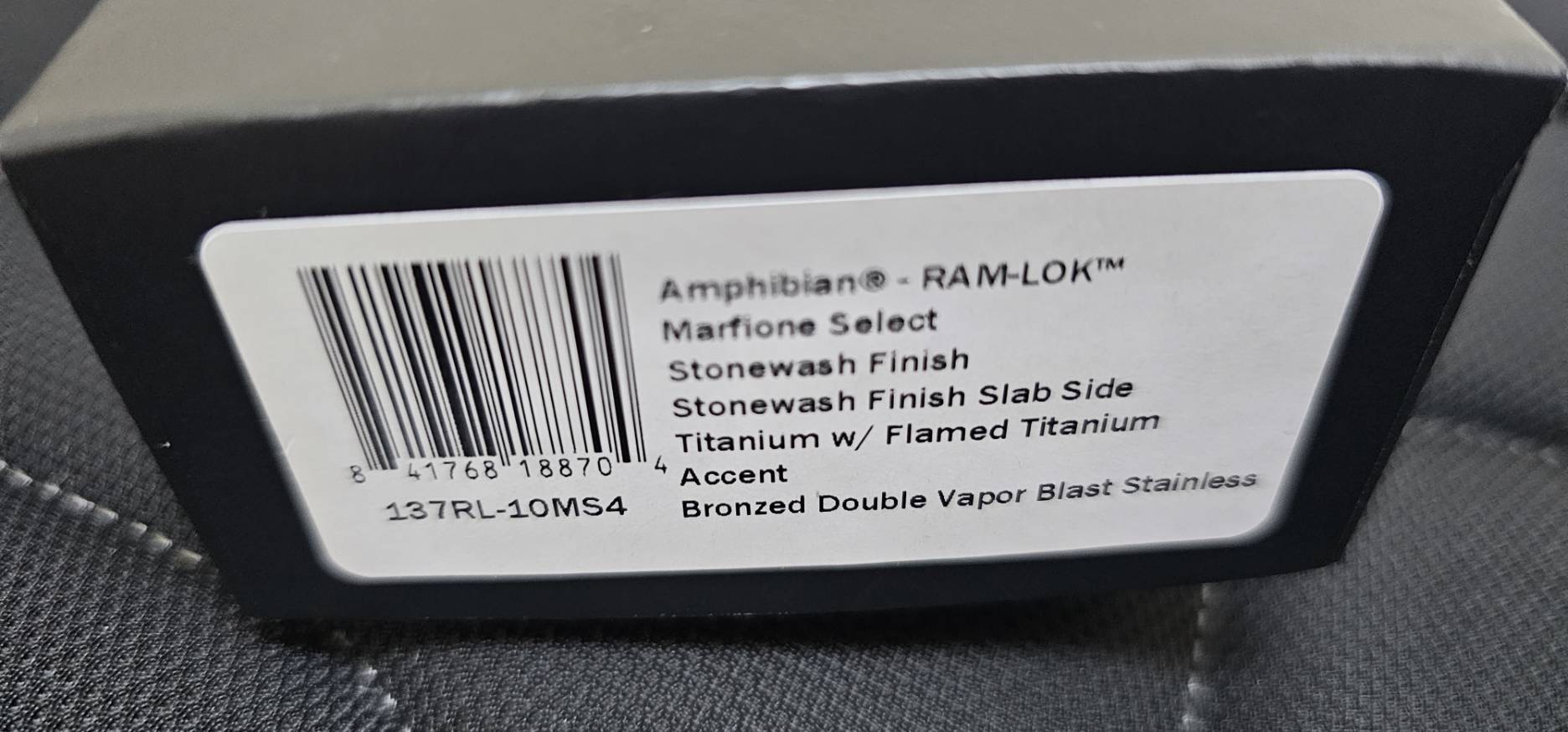 Microtech Marfione Select Amphibian RAM-LOK Manual Folding Knife 3.875" Bohler M390MK Stonewashed Clip Point Plain Blade and Slab Titanium Handles, Flamed Titanium Accents, AXIS/Crossbar Lock