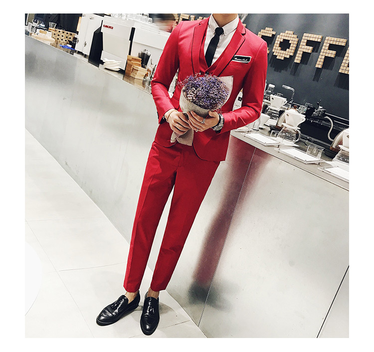 Pre-order ชุดสูทชาย สีแดง เข้ารูป