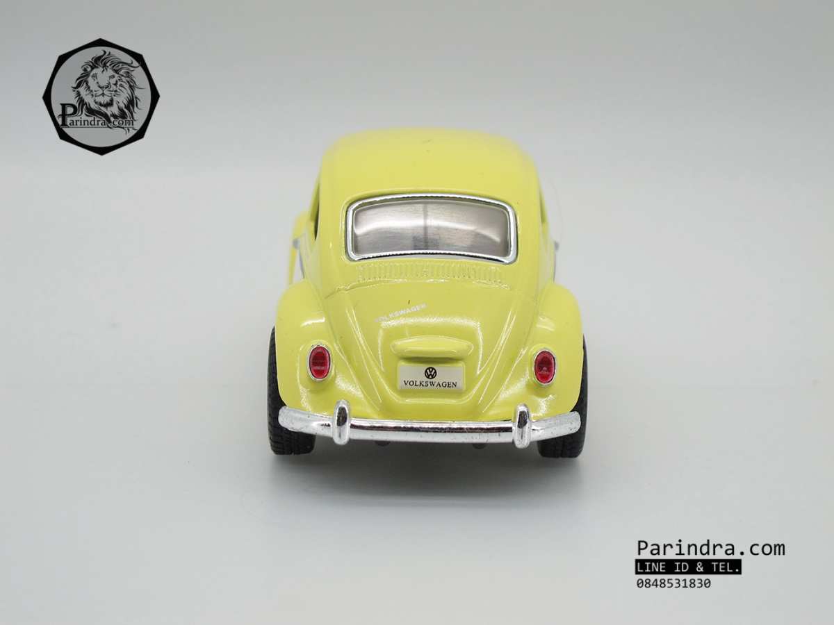 โมเดลรถเหล็กรถเต่า Volkswagen 1967 อัตราส่วน 1:32 สีเหลืองอ่อน ประตูขาว