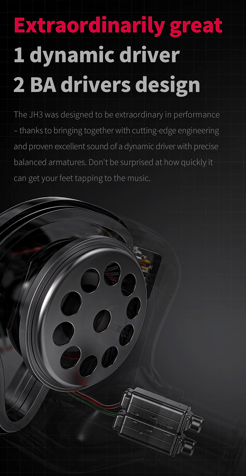 FiiO JH3 หูฟัง 3 ไดรเวอร์ 2BA+1DD รองรับ Hi-Res ประกันศูนย์ไทย