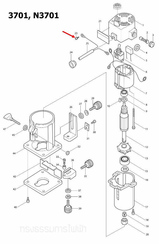 PAN HEAD SCREW M4X8 เครื่องเซาะร่อง, เราท์เตอร์ Makita 3501N [#84], 3701, N3701 [#23] Pn.652014-1 (แท้) ##