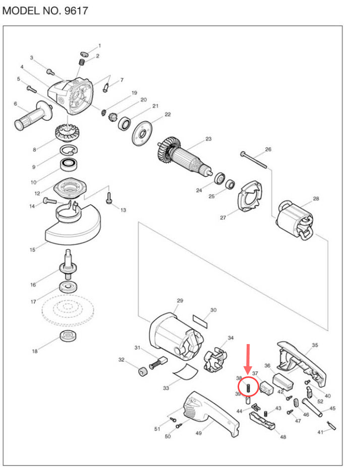 สปริง หินเจียร Makita มากีต้า รุ่น 9617 [#38] (แท้)