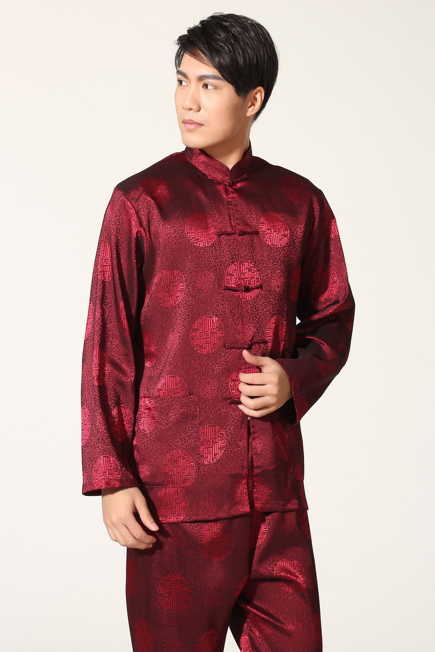 Pre-order ชุดจีน ชาย เสื้อพร้อมกางเกง สีแดง