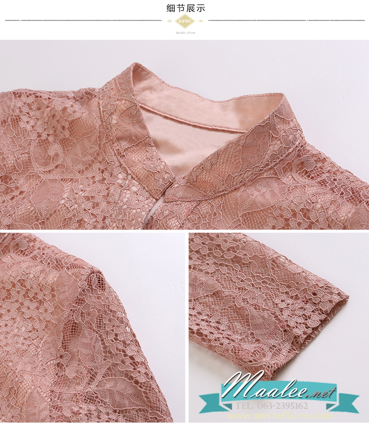 พร้อมส่ง ชุดเดรส/ชุดออกงาน/ชุดทำงาน สีดำ ลูกไม้ แขนยาว แต่งกระดุม มาพร้อมเข็มขัดสีแดง (ซิปข้างลำตัว) ** มีเฉพาะไซส์ 2XL , L **