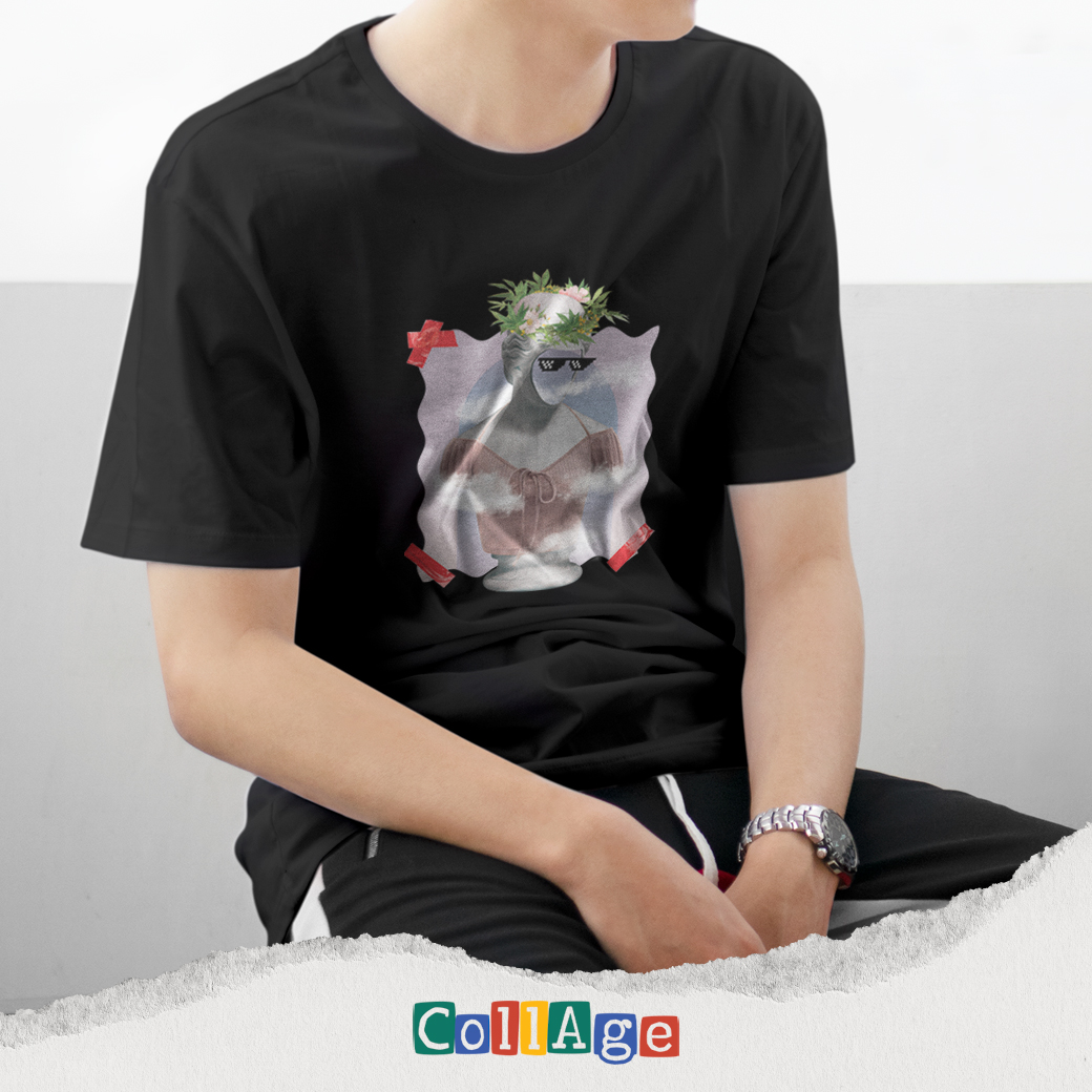 เสื้อยืดพิมพ์ลาย Collage Smoke Cannabis I รหัส CEA00474 สีดำ #เสื้อยืด #Collage