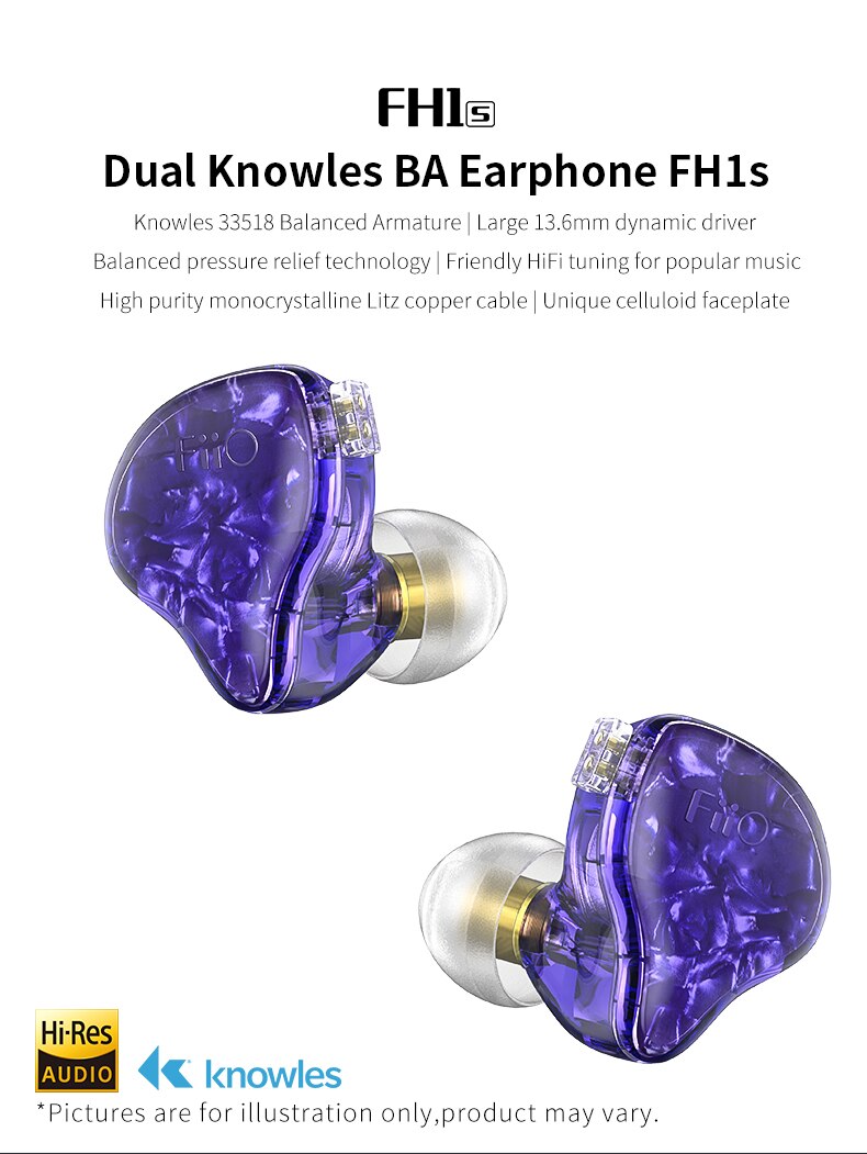 ขาย FiiO FH1s หูฟัง 2 ไดร์เวอร์ 1BA(Knowles)+1Dynamic ถอดสายได้