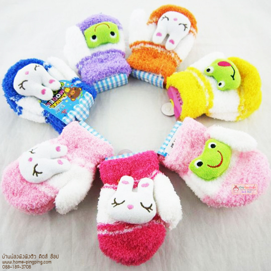 ถุงมือกันหนาวเด็ก Animal Model Gloves ลายกระต่ายหลับตา