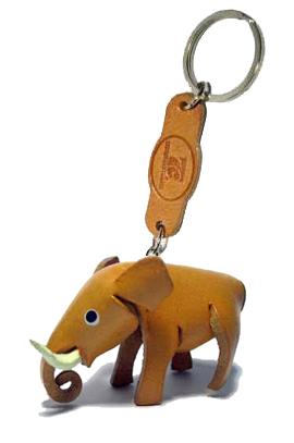 พร้อมส่ง พวงกุญแจหนังแท้ Handmade รูปช้าง