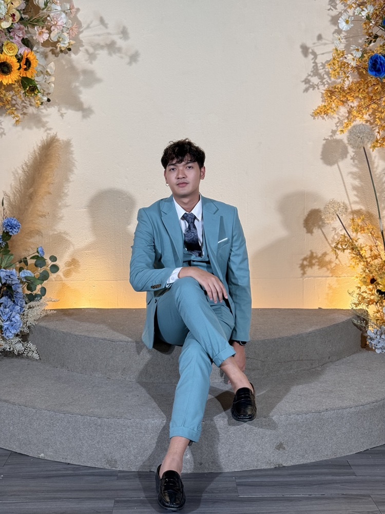 พร้อมเช่า เสื้อสูทชาย สีเขียวมิ้นต์เข้ม สีเขียวพาสเทล Dark Pastel Mint Green (พร้อมเสื้อกั๊ก)