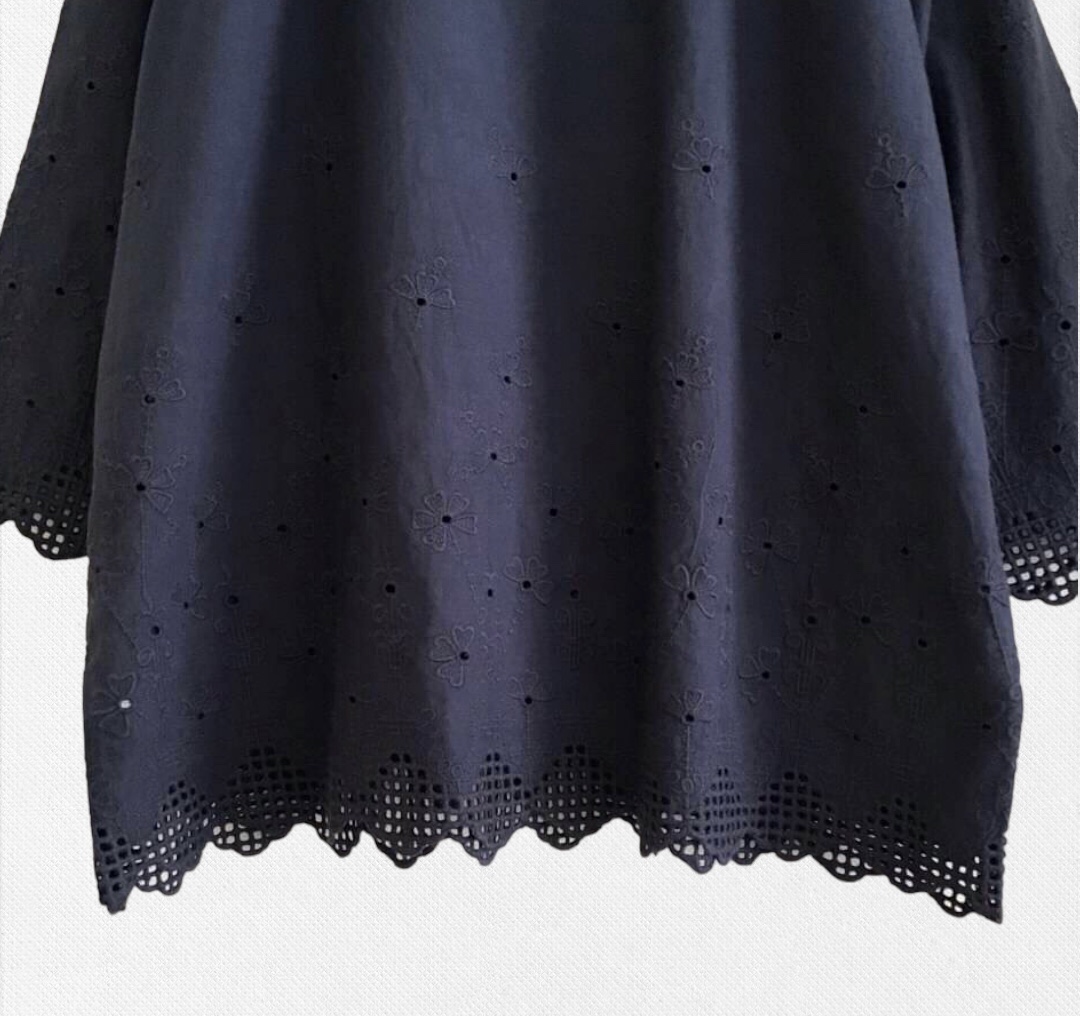 เสื้อผ้าฝ้ายลายปักลูกไม้แขนสามส่วน