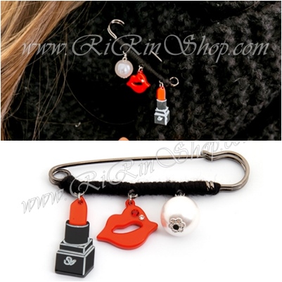 Renachris เข็มกลัดลิปสติก ( Black)