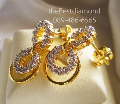 หมดค่ะ+++BE810+++ต่างหู 2 circles+++ต่างหูเพชร cz รูปวงกลม 2 วงต่อกัน Intrend สุดๆๆ Modern เหมือนออกมาจาก catalogue เลยค่ะ