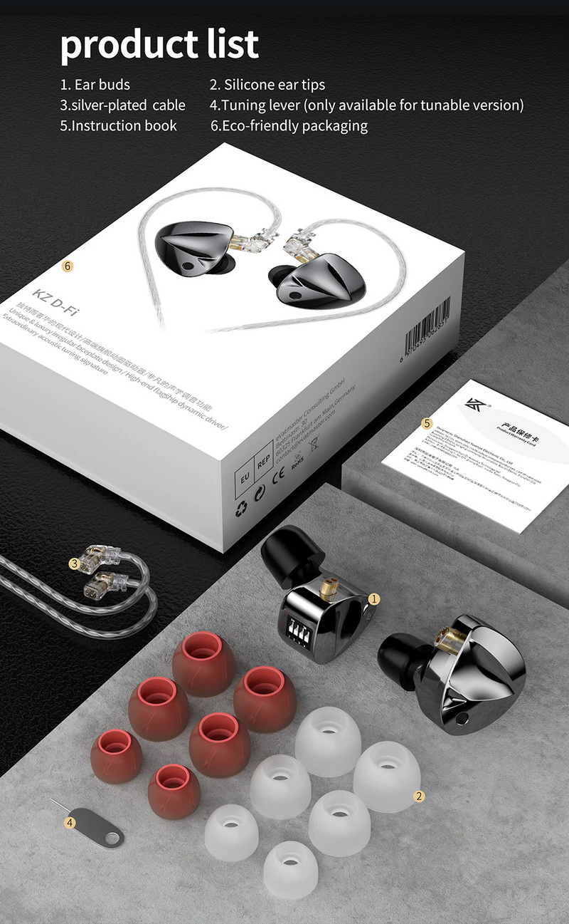 KZ D-Fi หูฟัง Iems ไดรเวอร์ไดนามิกประสิทธิภาพสูง ราชาแห่งหูฟังไดนามิก ประกันศูนย์ไทย