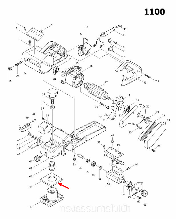 ฟองน้ำ กบไสไม้ไฟฟ้า Makita มากีต้า 1100 [#47] Pn.421001-9 (แท้) ##