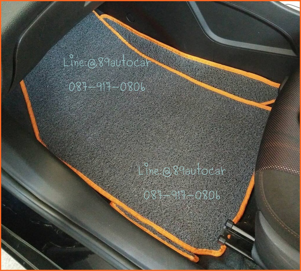 ร้านจำหน่ายพรมเข้ารูปปูพื้นรถยนต์เต็มคัน Chevrolet Sonic ไวนิลสีเทาขอบส้ม