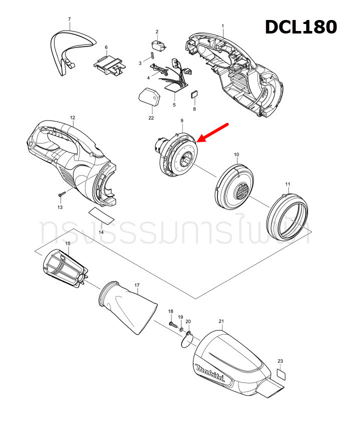ทุ่น เครื่องดูดฝุ่นไร้สาย Makita มากีต้า DCL180 (แท้) ##