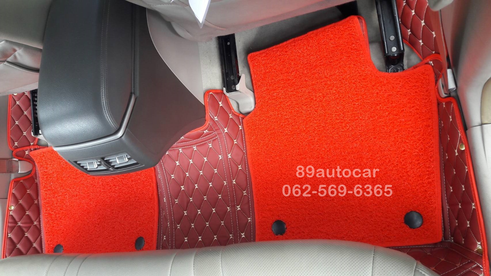 ขายพรมรถยนต์ Toyota Camry 2007-2011 ปูพรม7D สีแดงไวน์ขอบแดงสด + พรมดักฝุ่นสีแดง เข้ารูป