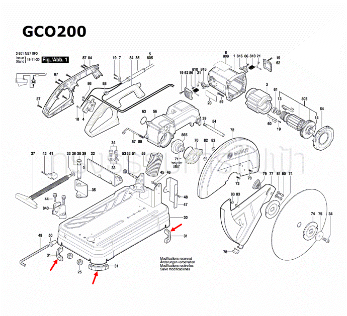 ขาอุปกรณ์ เครื่องตัดเหล็ก BOSCH รุ่น GCO14-24, GCO14-24่J, GCO200, GCO220 (ราคา/ชิ้น) Pn.1609B03594 (แท้-สั่ง)