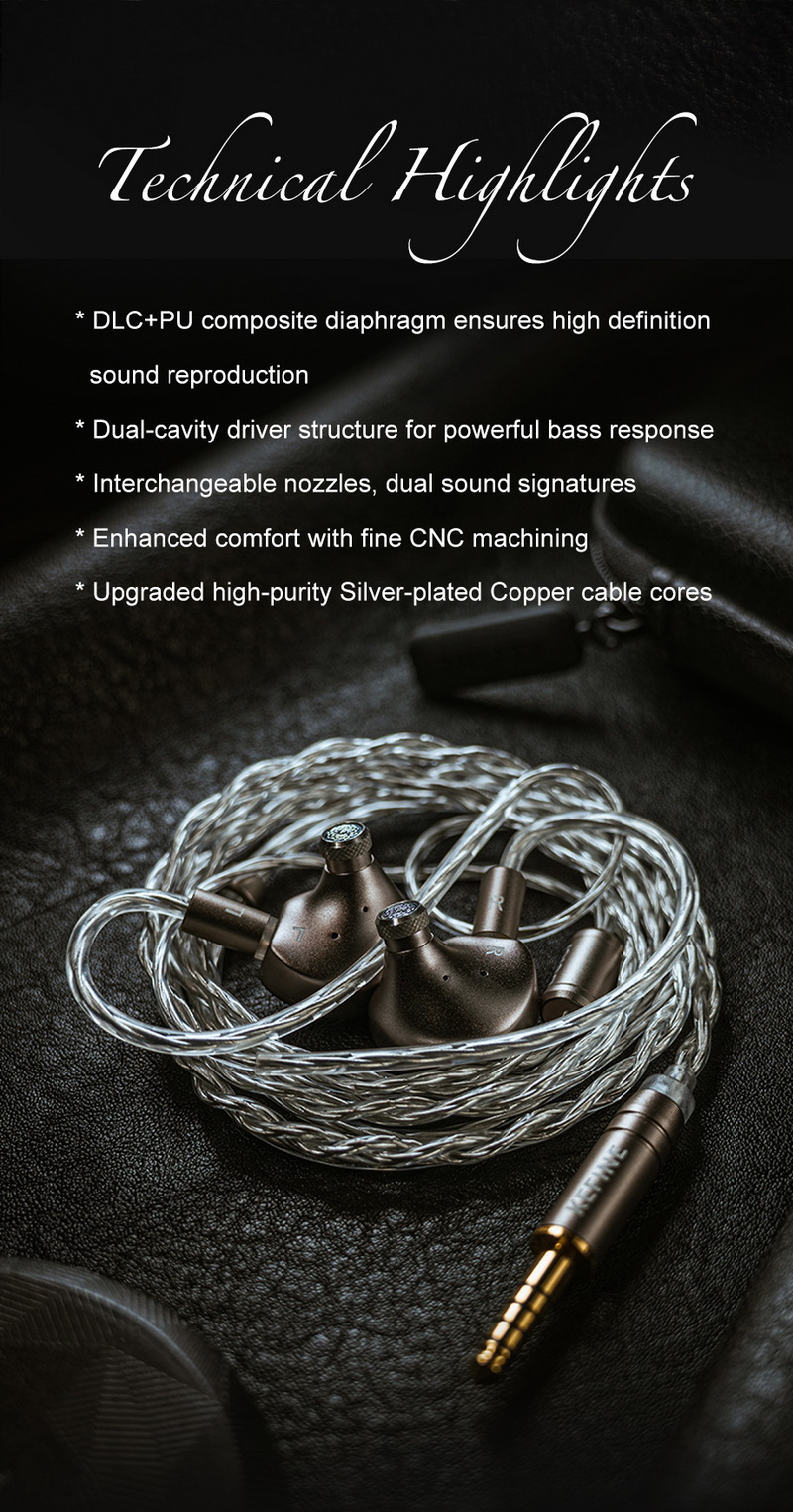 KEFINE DelciAE หูฟัง IEMs ไดรเวอร์ Dynamic 10 มม. ไดอะแฟรม DLC+PU เปลี่ยนท่อนำเสียงได้ ประกันศูนย์ไทย