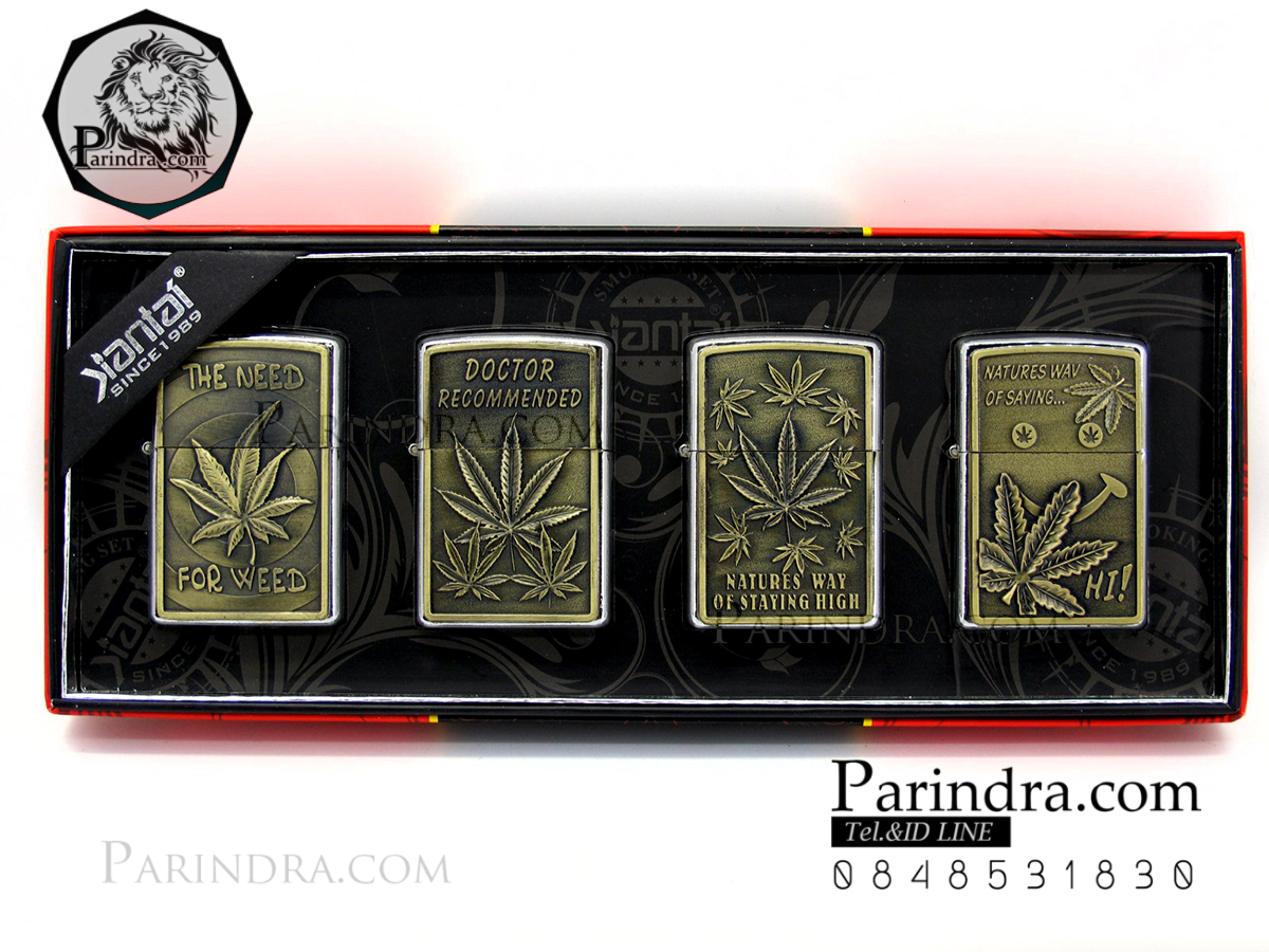 ไฟแช็คน้ำมัน ลายนูน รูปใบกัญชา The need for weed สำหรับคนชอบสมุนไพร