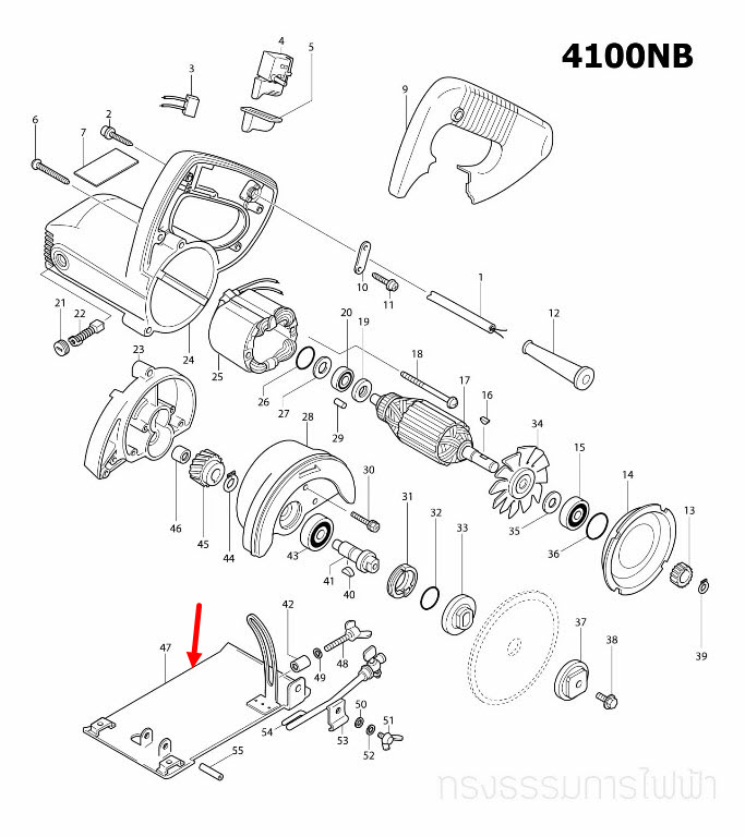 ฐาน เครื่องตัดคอนกรีต Makita มากีต้า 4100NB [#47], 4100NH [#45] Pn.164195-4 (แท้) ##
