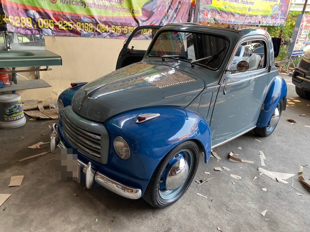 พรมรถ fiat500 ปูพรม6D สีดำด้ายน้ำเงิน