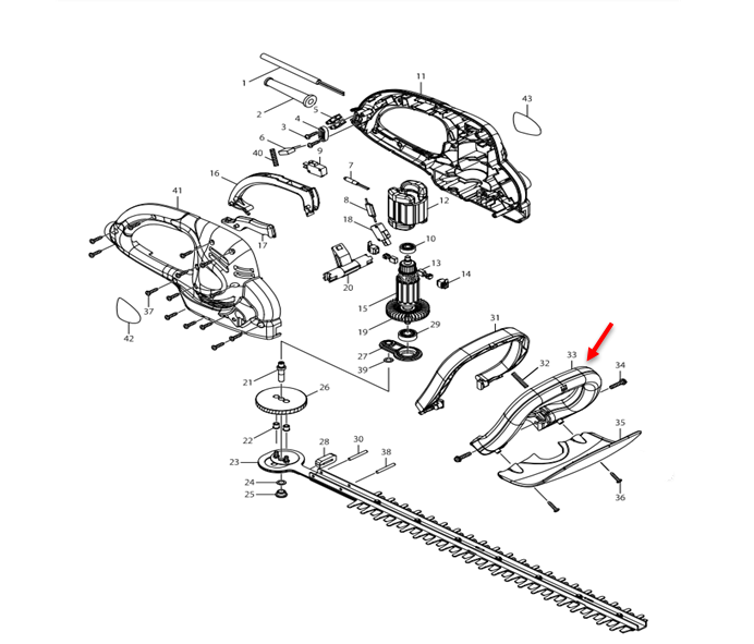 FRONT GRIP เครื่องตัดแต่งกิ่งแบบไฟฟ้า Makita UH5261 [#33] Pn.452682-8 (แท้) ##