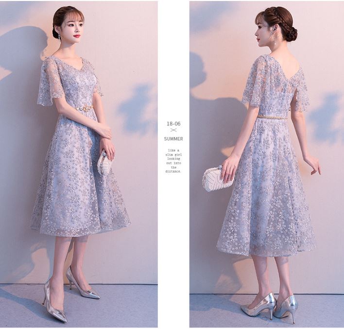 Pro-order เดรสสวย ถ่ายพรีเวดดิ้ง สวยหวาน ลูกไม้ (ซิปหลัง)