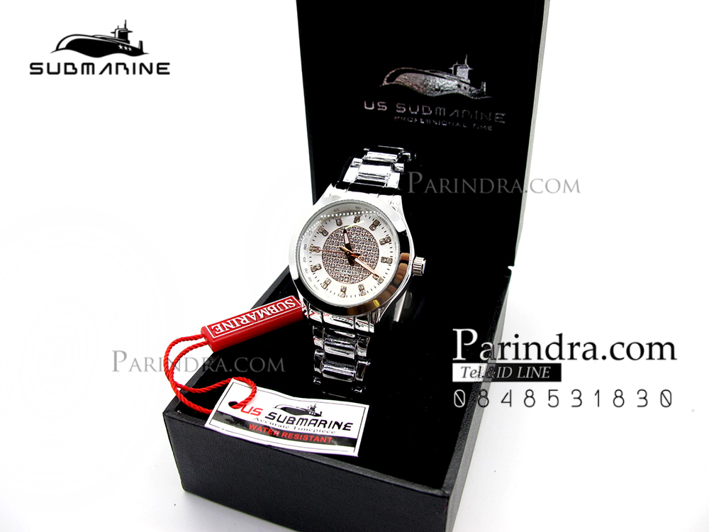 นาฬิกา U.S. submarine รุ่น J075L หน้าปัดคริตตัลสีขาวลาย Pink Gold
