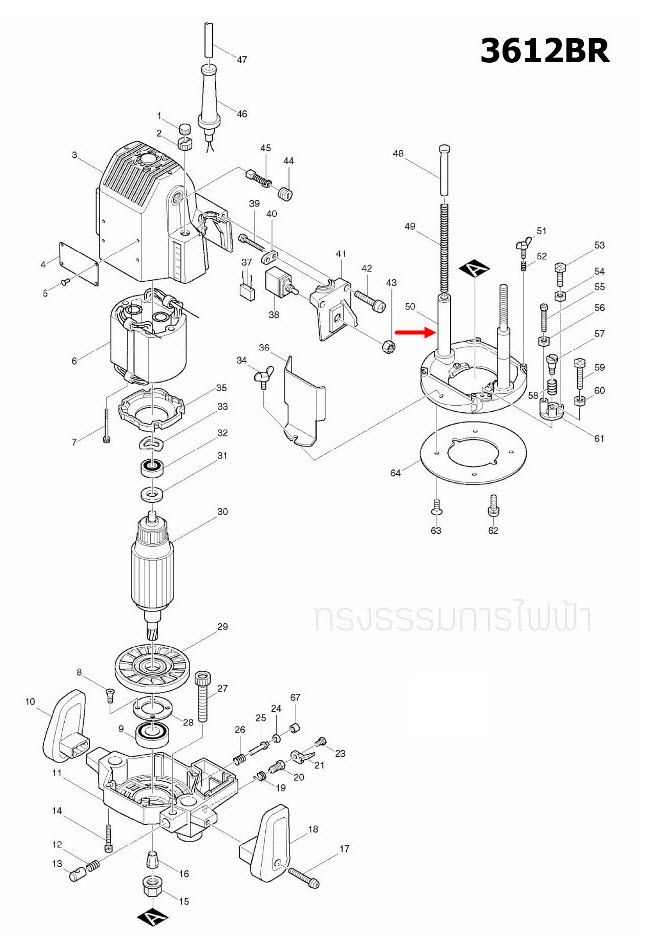 ฐาน เราท์เตอร์ (Router) Makita-มากีต้า 3612BR [#50] Pn.151158-9 (แท้) ##