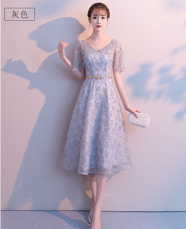 Pro-order เดรสสวย ถ่ายพรีเวดดิ้ง สวยหวาน ลูกไม้ (ซิปหลัง)