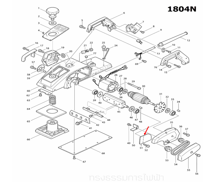 ฝาปิดลูกปืน กบไสไม้ไฟฟ้า Makita มากีต้า 1804N [#51], 1805N [#55] Pn.157023-0 (แท้) ##