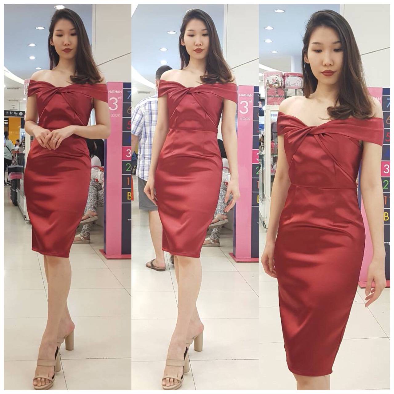 ชุดเพื่อนเจ้าสาว (สั่งตัด) ชุดราตรีสั้น Alyssa - Twist shoulder top & pencil skirt