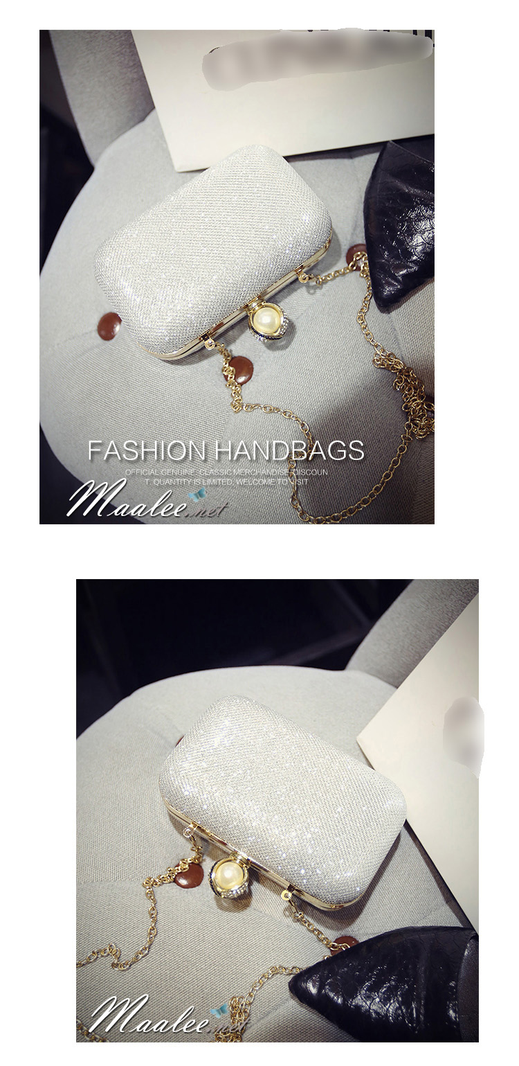 พร้อมส่ง Evening Clutch กระเป๋าออกงาน ทรงสี่เหลี่ยม ขนาดจับถนัดมือ หรูหราจุกเปิดมุก พร้อมสายโซ่สะพายยาว (เลือกแบบสีด้านล่าง)