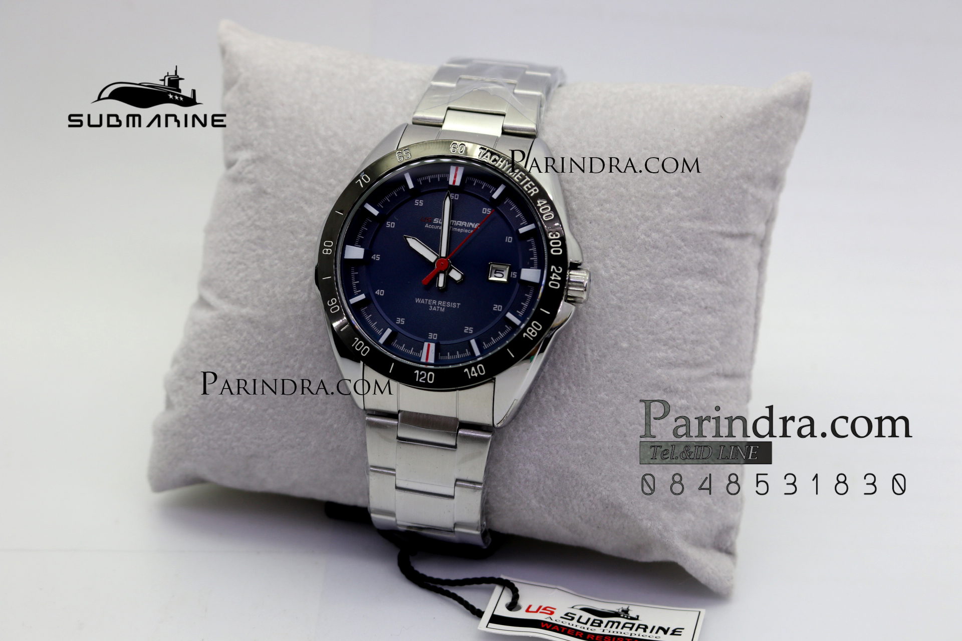 นาฬิกา US submarine แสตนเลนแท้สีเงิน รุ่น J124MD หน้าปัดน้ำเงินเข้ม