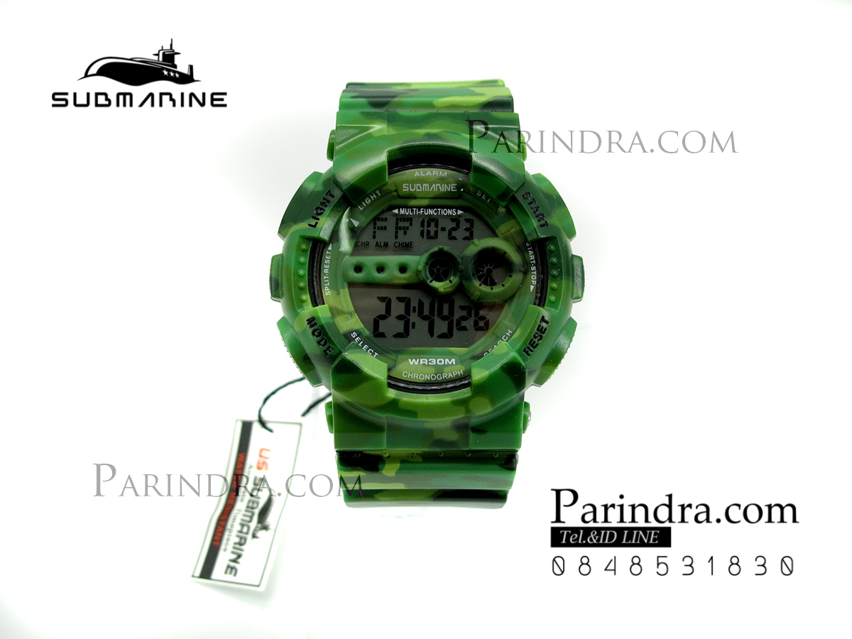 นาฬิกา US submarine รุ่น TP1340M (Military) สีลายพรางทหารสีเขียว หน้าปัดพื้นเทา