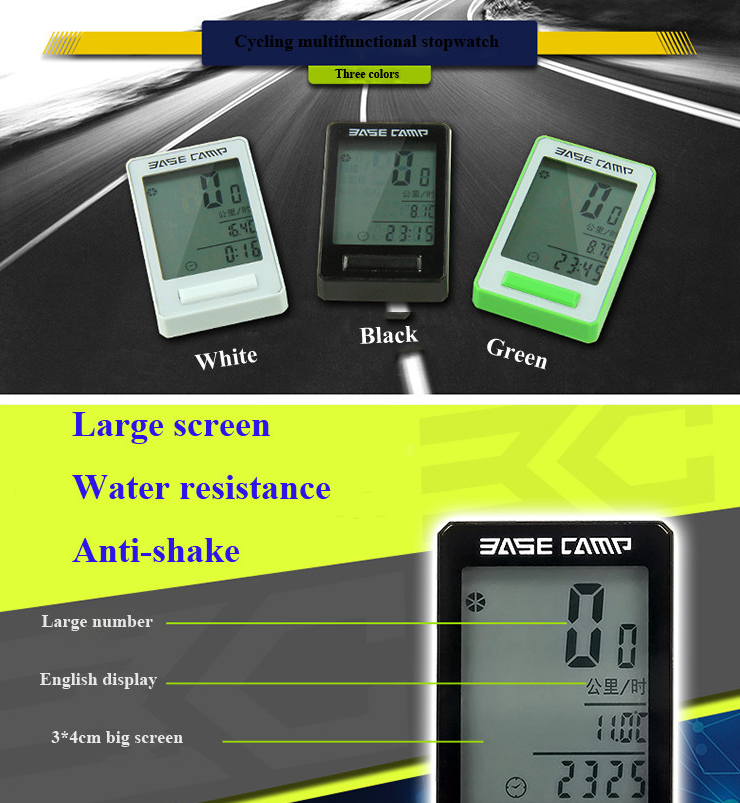 ไมล์จักรยานแบบมีสาย วัดแคลอรี่/วัดอุณหภูมิ "BASECAMP" bicycle computer, BC-971