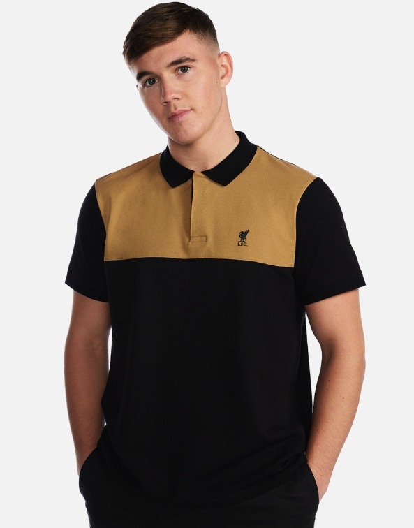 เสื้อโปโลลิเวอร์พูล Block Panel Polo Black & Gold ของแท้